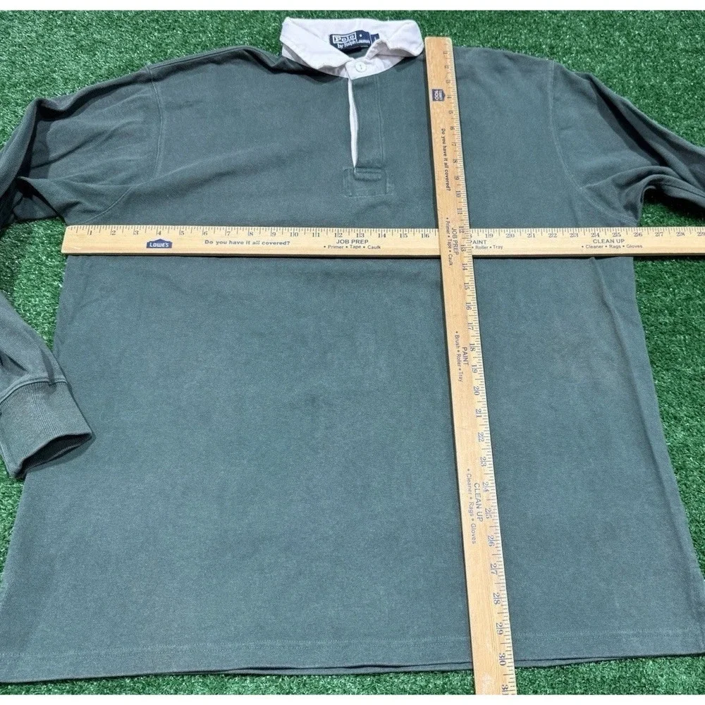 Vintage Polo Ralph Lauren Rugby Shirt Mens Large 90s Green Cotton